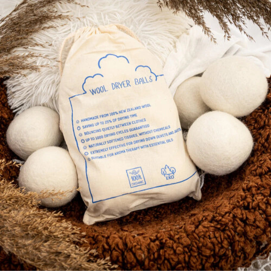 Trocknerbälle aus 100 % Bio-Wolle - 6er Set
