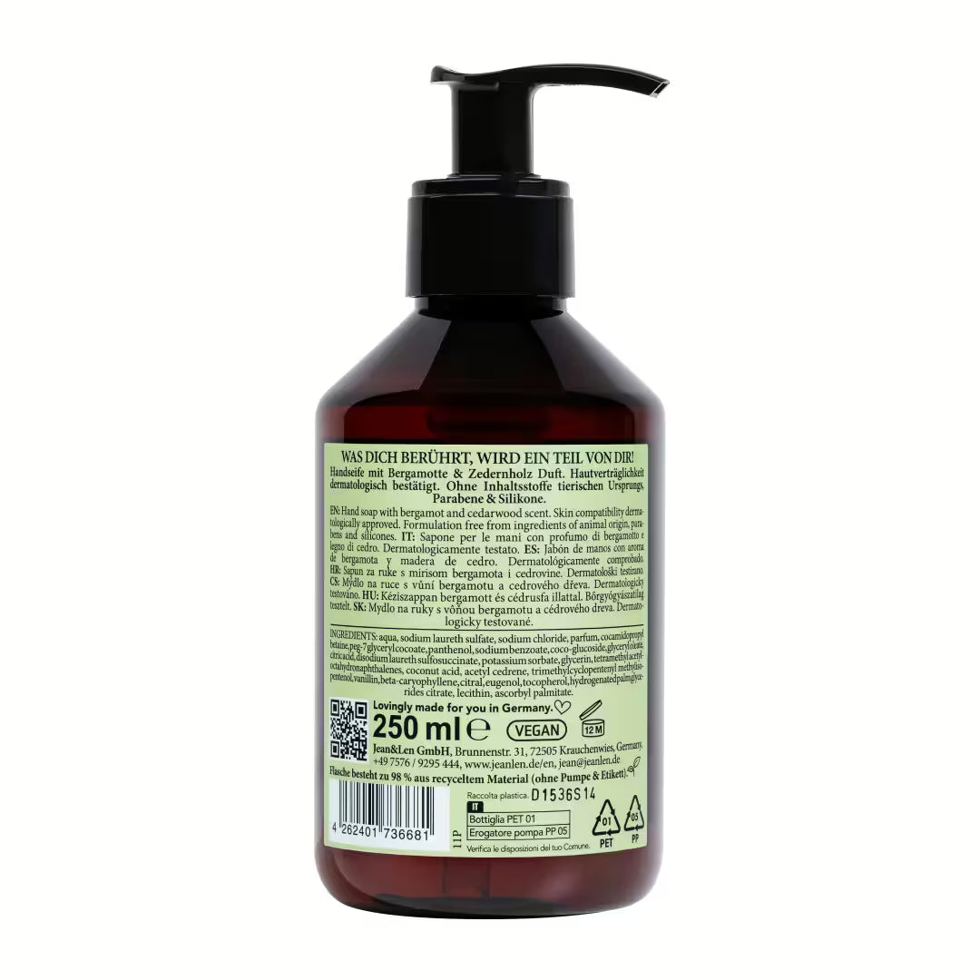Handseife Bergamote/Zedernholz Jean&Len - 250ml