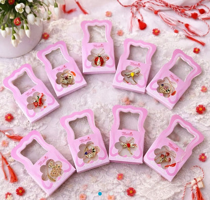 Mărțișor Tip Broșă / Brosche mit rot-weißem Band - Typ 1 (rosa Box)