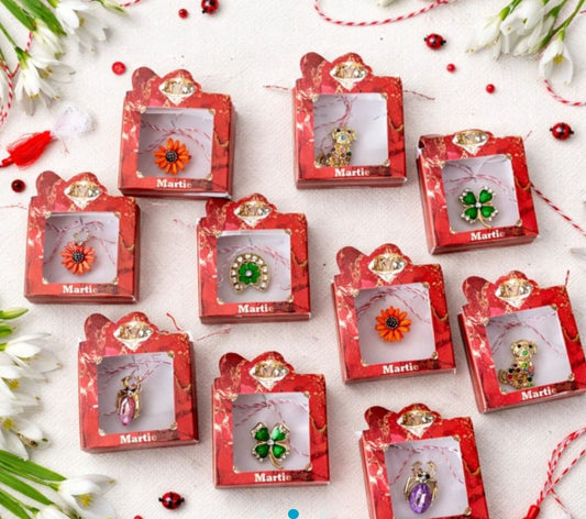 Mărțișor Tip Broșă / Brosche mit rot-weißem Band - Typ 3 (rote Box)