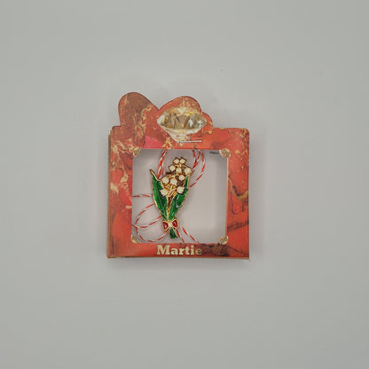 Mărțișor Tip Broșă / Brosche mit rot-weißem Band - Typ 3 (rote Box)