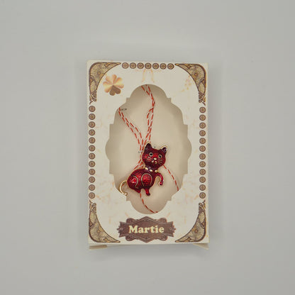 Mărțișor Tip Broșă / Brosche mit rot-weißem Band - Typ 3 (weiße Box)