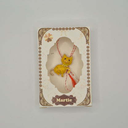 Mărțișor Tip Broșă / Brosche mit rot-weißem Band - Typ 3 (weiße Box)