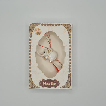 Mărțișor Tip Broșă / Brosche mit rot-weißem Band - Typ 3 (weiße Box)