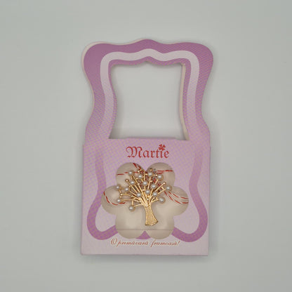 Mărțișor Tip Broșă / Brosche mit rot-weißem Band - Typ 1 (rosa Box)