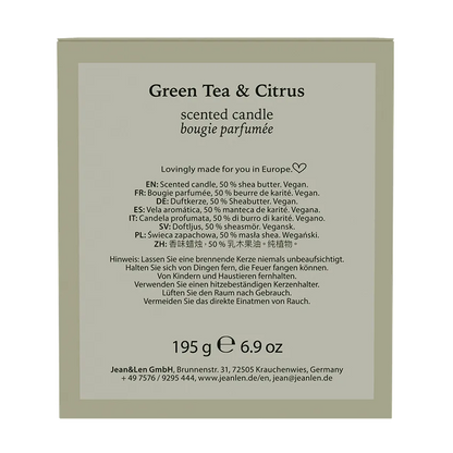 Duftkerze Grüner Tee und spritziger Zitrus - Jean&Len - 195g (Kopie)