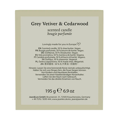 Duftkerze Vetiver und Zedernholz - Jean&Len - 195g