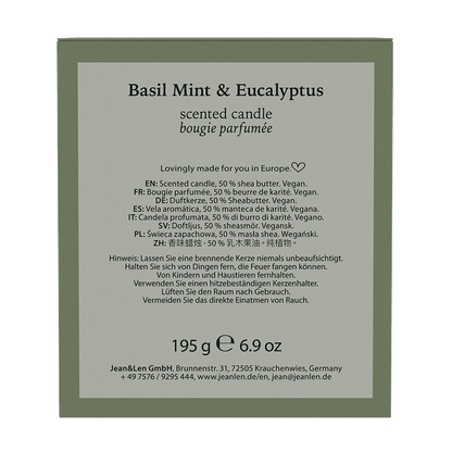 Duftkerze Eukalyptus mit Basilikum und Minze - Jean&Len - 195g